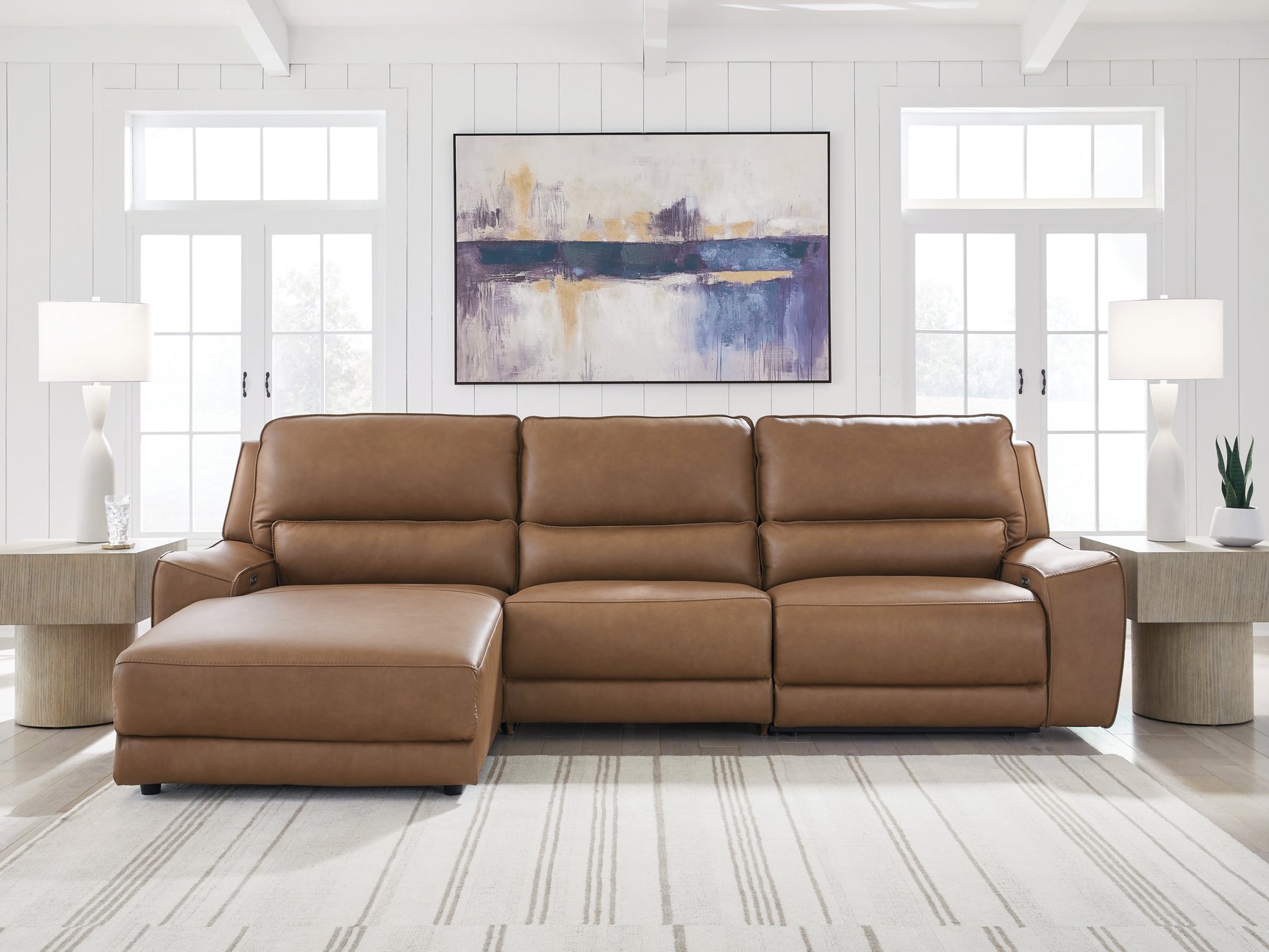 Tampa Furniture Outlet - Ashley Furniture - DeepWakes Sectional - 3-Piece Reclining Sofa Chaise / Caramel - PCU62606S23