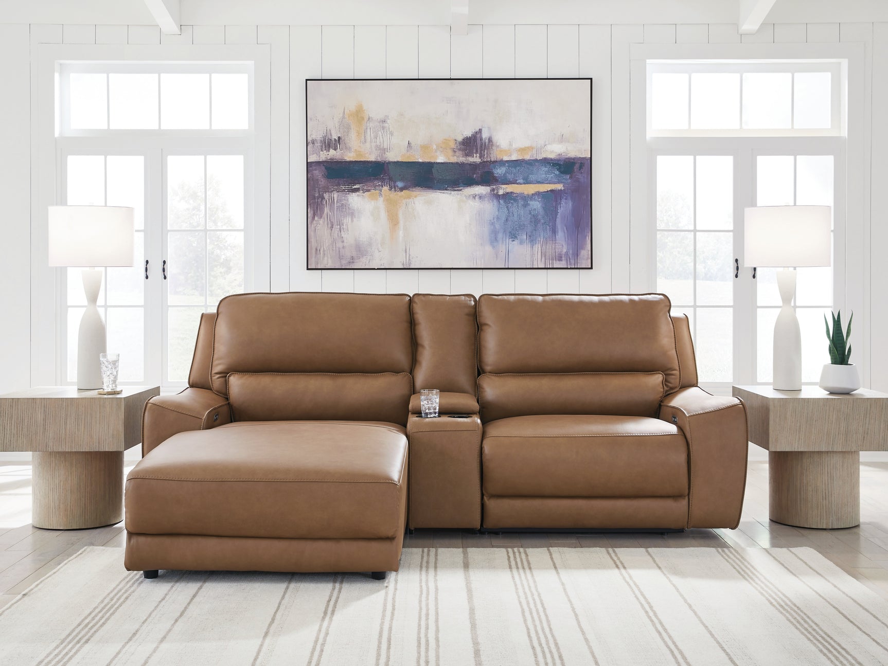 Tampa Furniture Outlet - Ashley Furniture - DeepWakes Sectional - 3-Piece Power Reclining Sectional with Chaise / Caramel - PCU62606S17