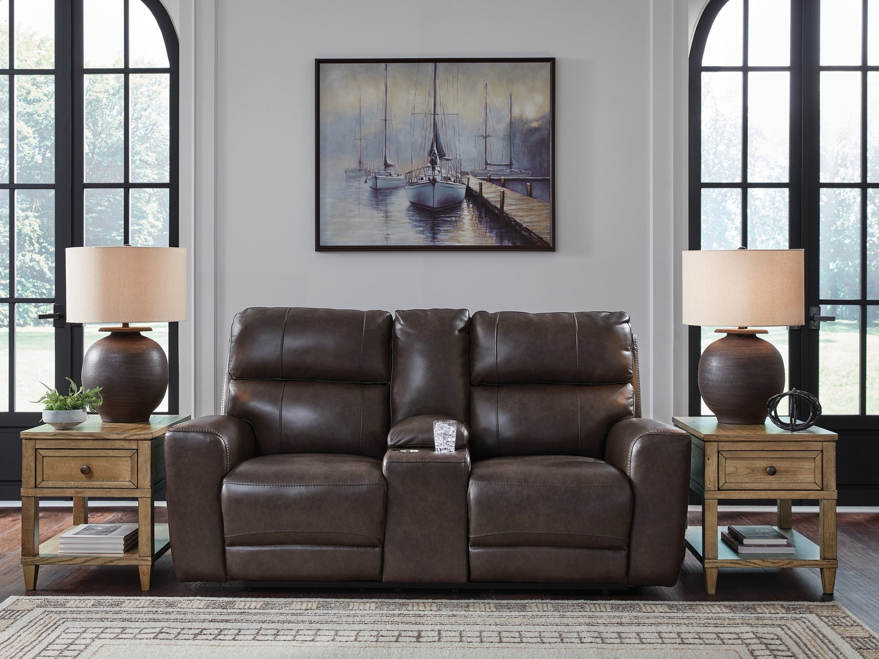 Tampa Furniture Outlet - Ashley Furniture - Crossplex Living Room - PWR REC Sofa with ADJ Headrest / Smoke - PCU6450615