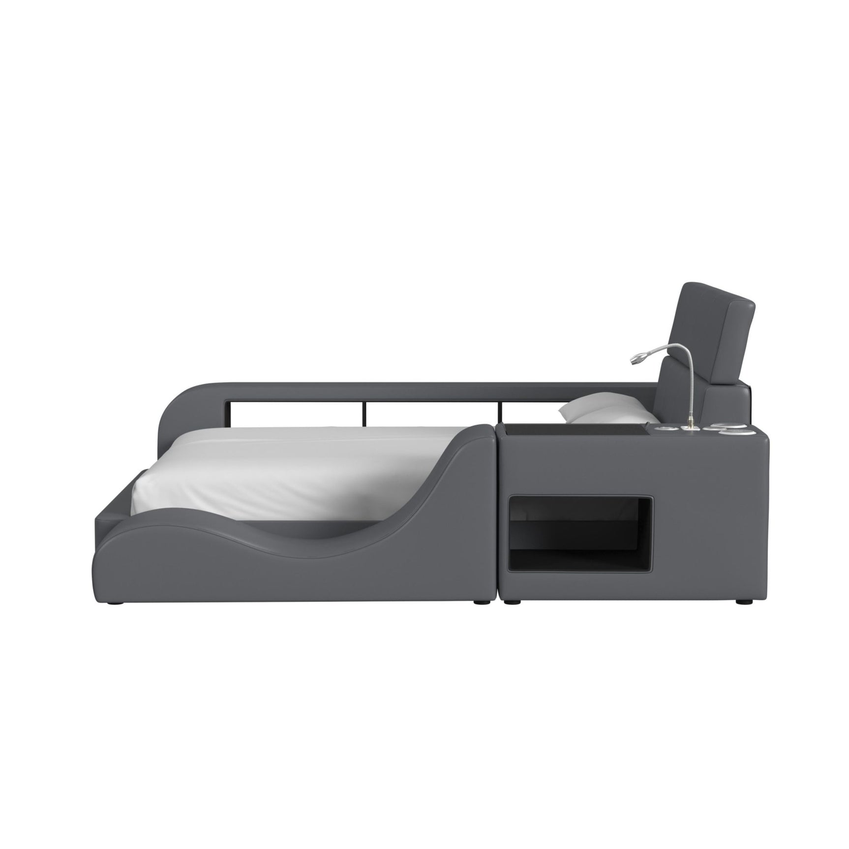 Valari Nightstand with Electronic Features in Grey PU