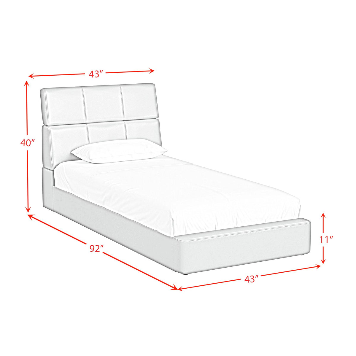 Valari Twin Bed in Grey PU