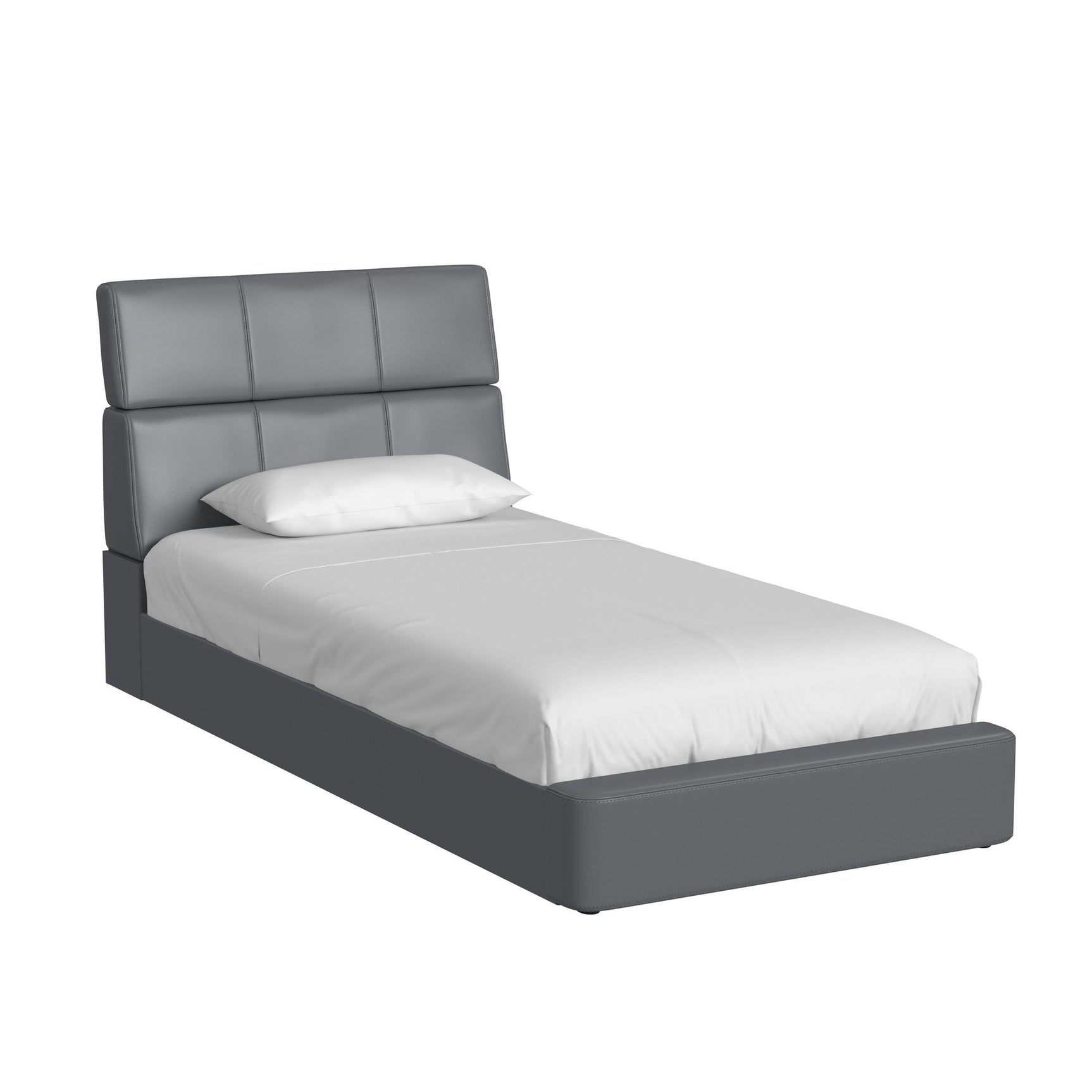 Valari Twin Bed in Grey PU - Tampa Furniture Outlet