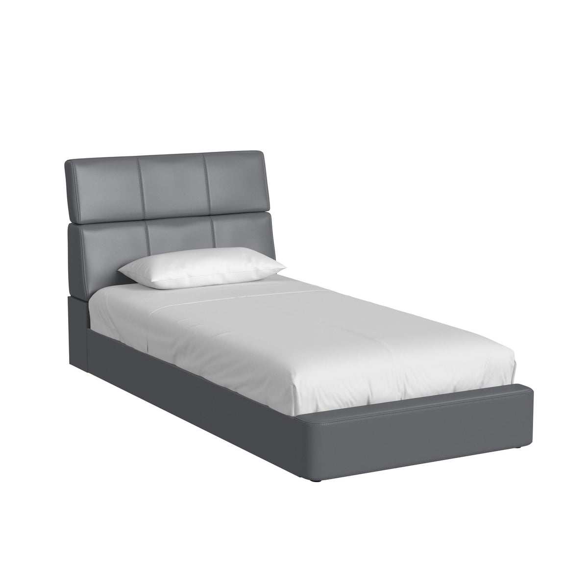 Valari Twin Bed in Grey PU