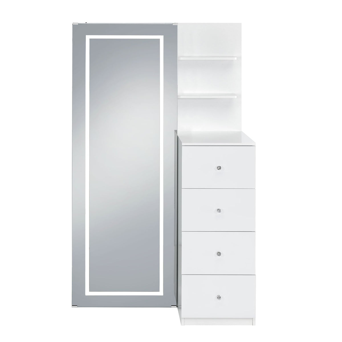 Vancouver Floor Mirror With Storage in White