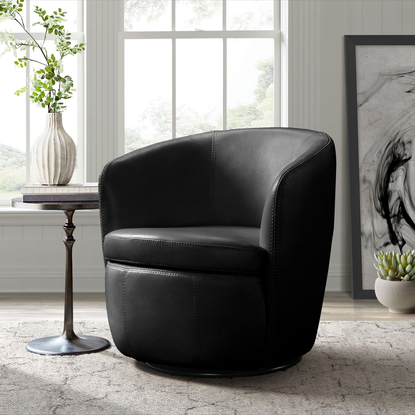 Vito Swivel Chair in Pebble Black – SKU U-5470-8206-101 | Elements
