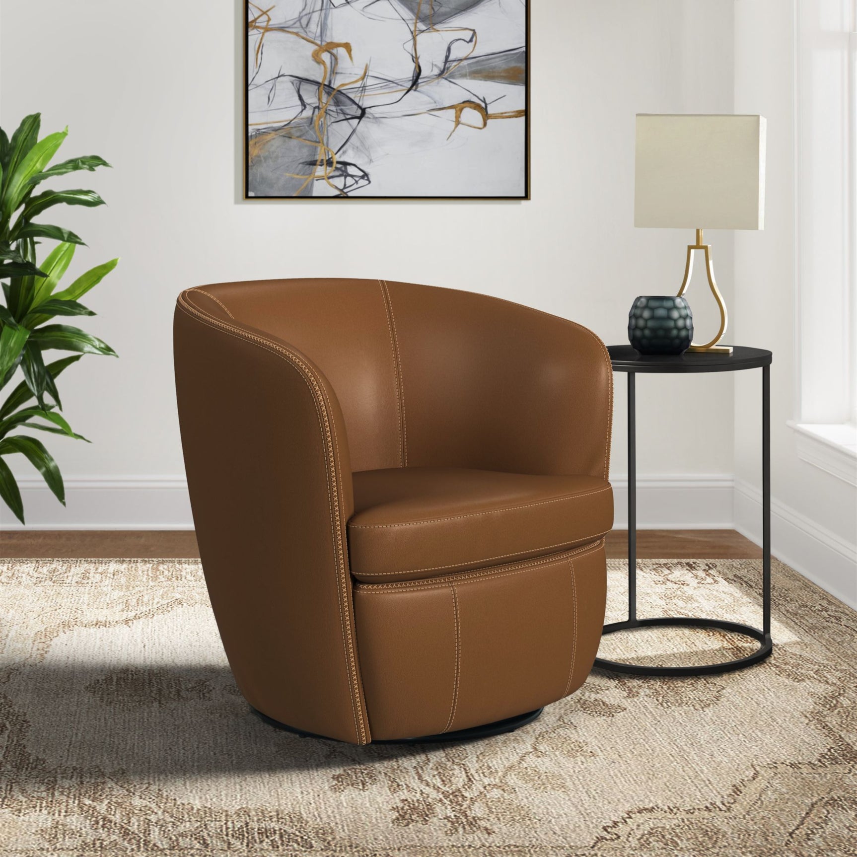Vito Swivel Chair in Pebble Tan – SKU U-5470-8210-101 | Elements