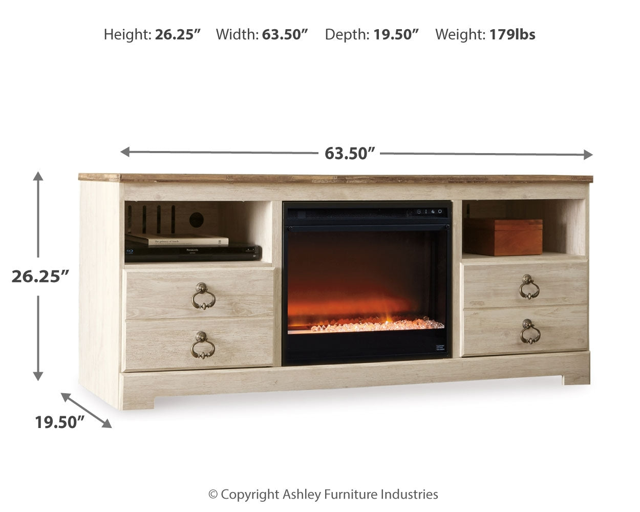 Willowton 64" TV Stand with Electric Fireplace - Tampa Furniture Outlet