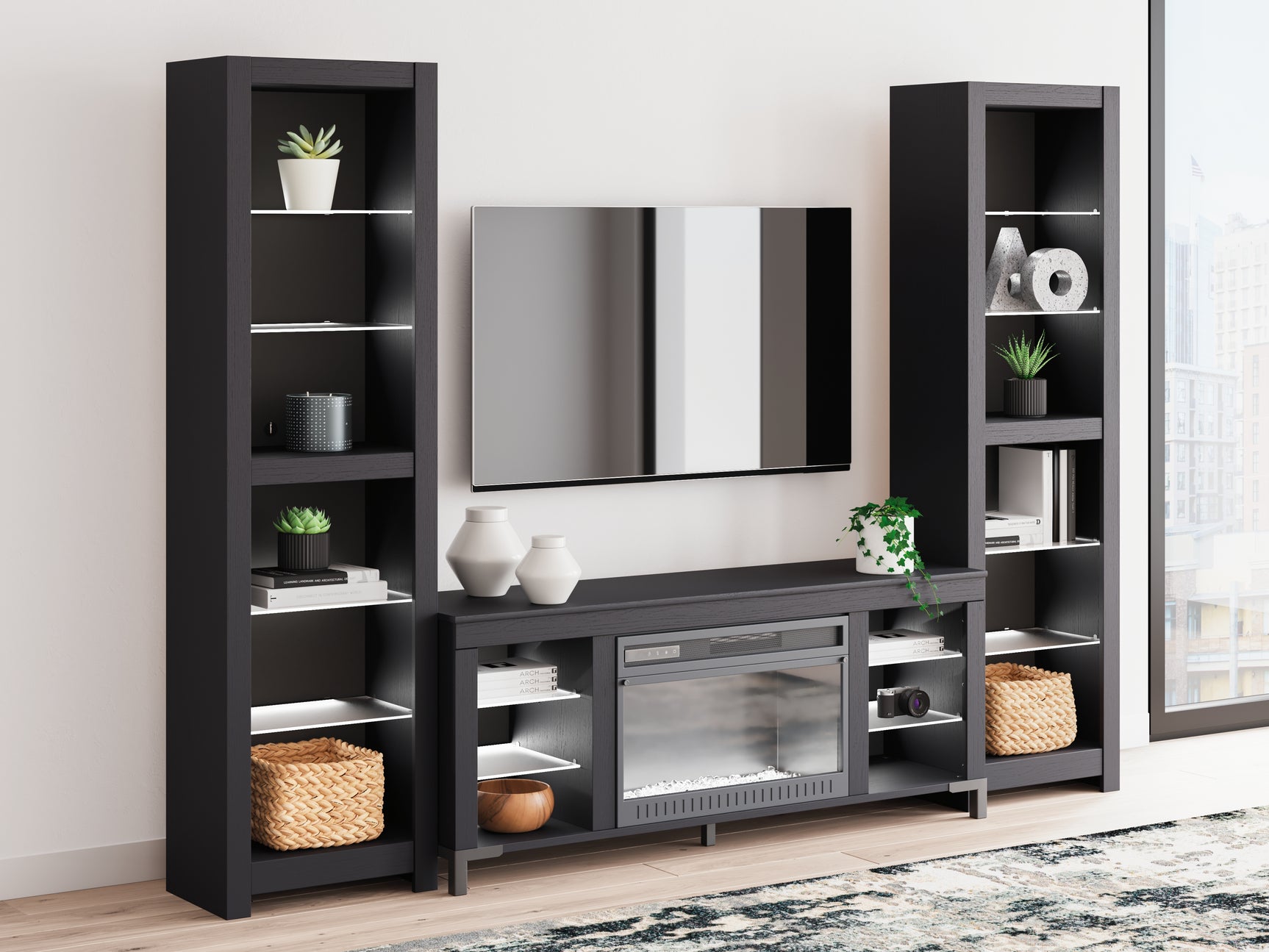 Cayberry 3-Piece Entertainment Center with Electric Fireplace - Tampa Furniture Outlet