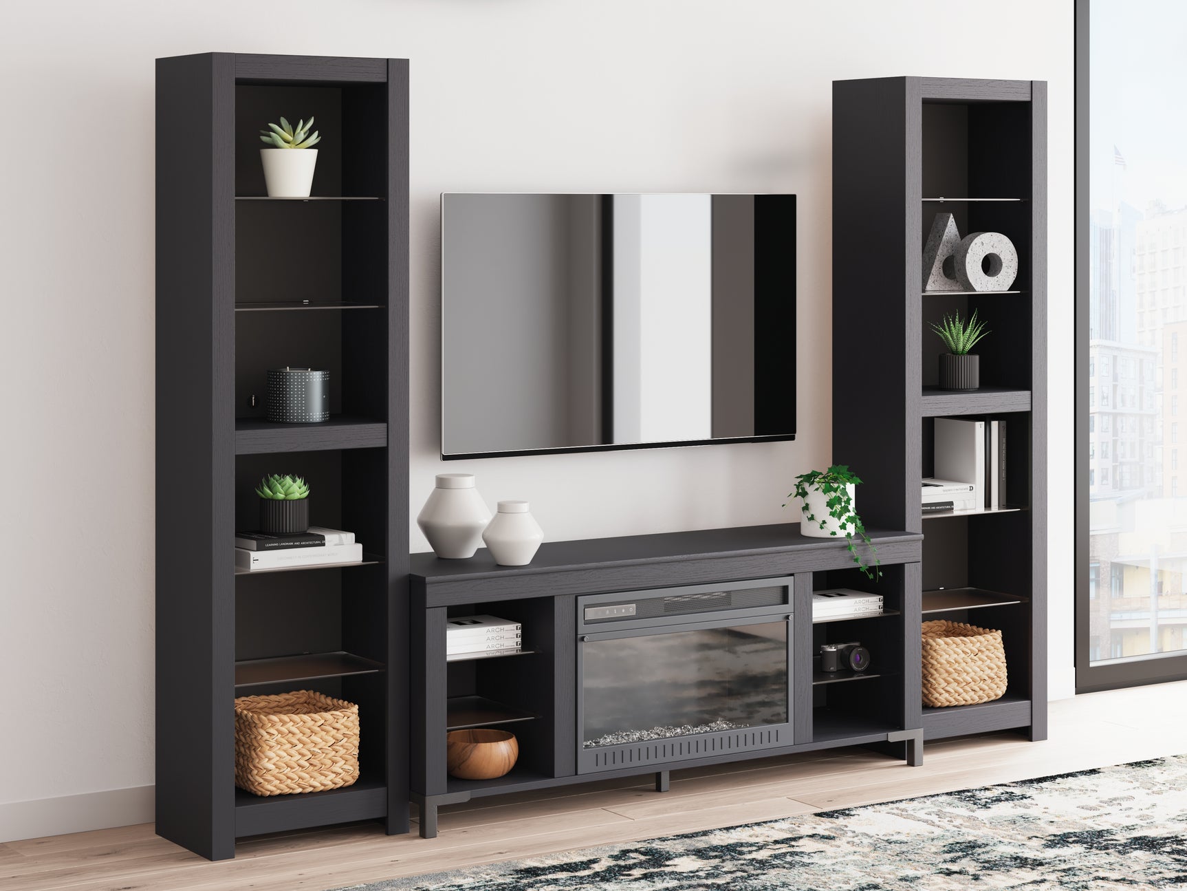 Cayberry 3-Piece Entertainment Center with Electric Fireplace - Tampa Furniture Outlet