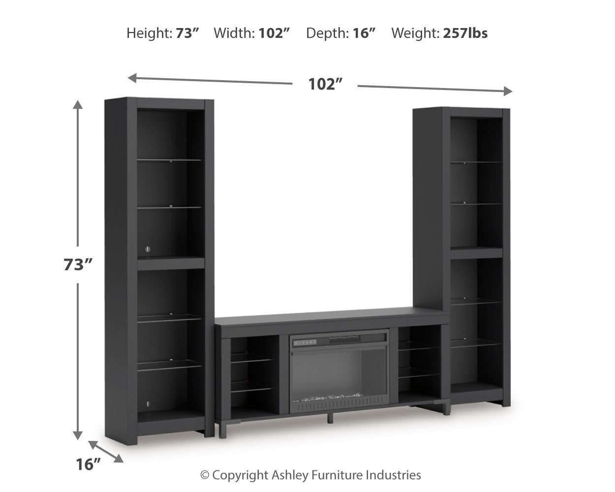 Cayberry 3-Piece Entertainment Center with Electric Fireplace - Tampa Furniture Outlet