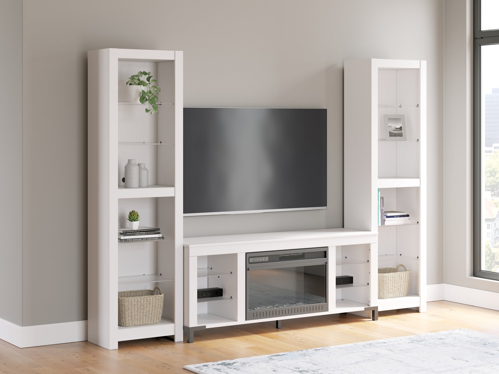 Tampa Furniture Outlet - Ashley Furniture - Brollevi Entertainment Center - 3-Piece Entertainment Center / White - W2722W1