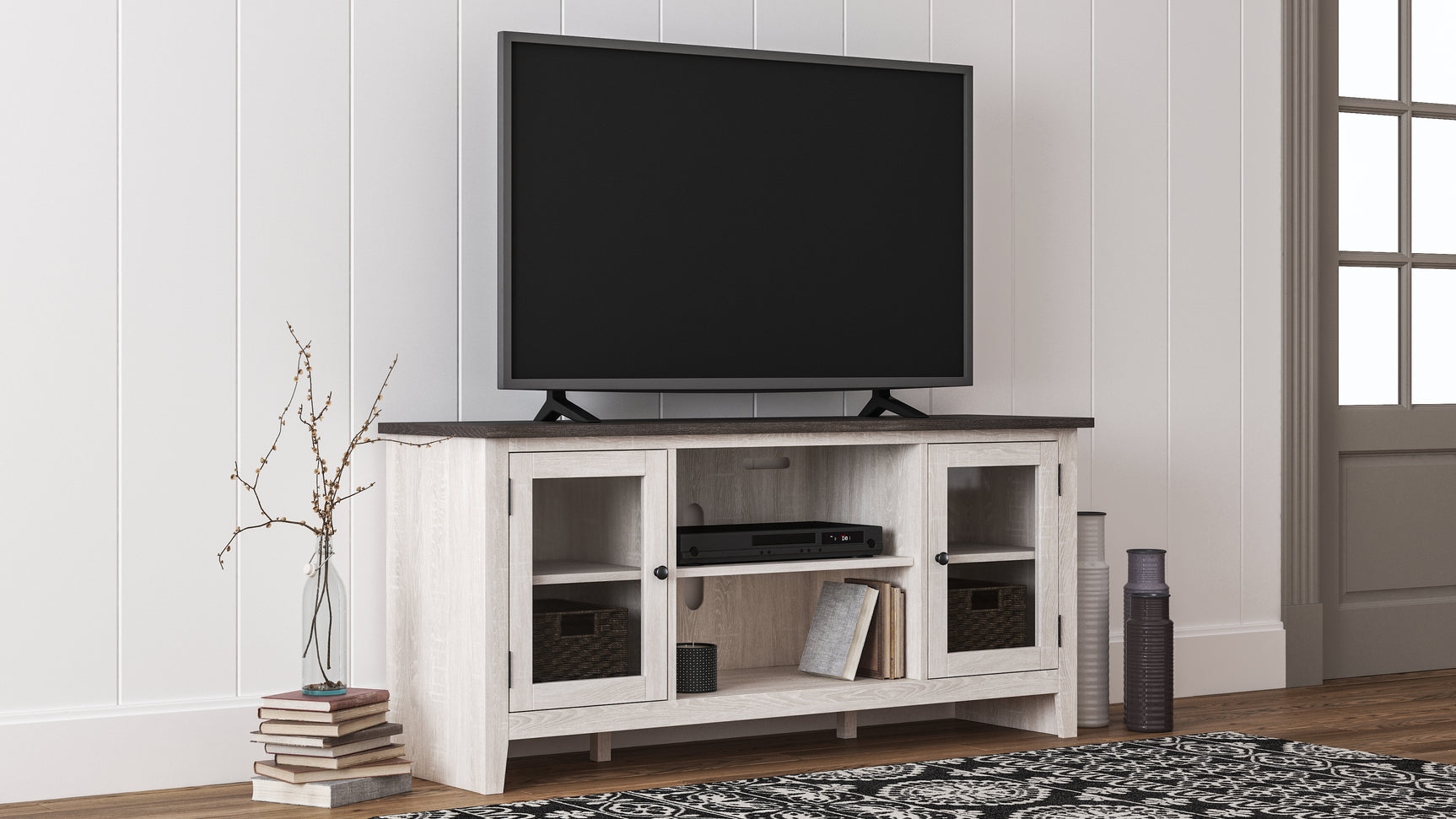 Tampa Furniture Outlet - Ashley Furniture - Dorrinson 60" TV Stand - 60" / Two-tone - W287-68