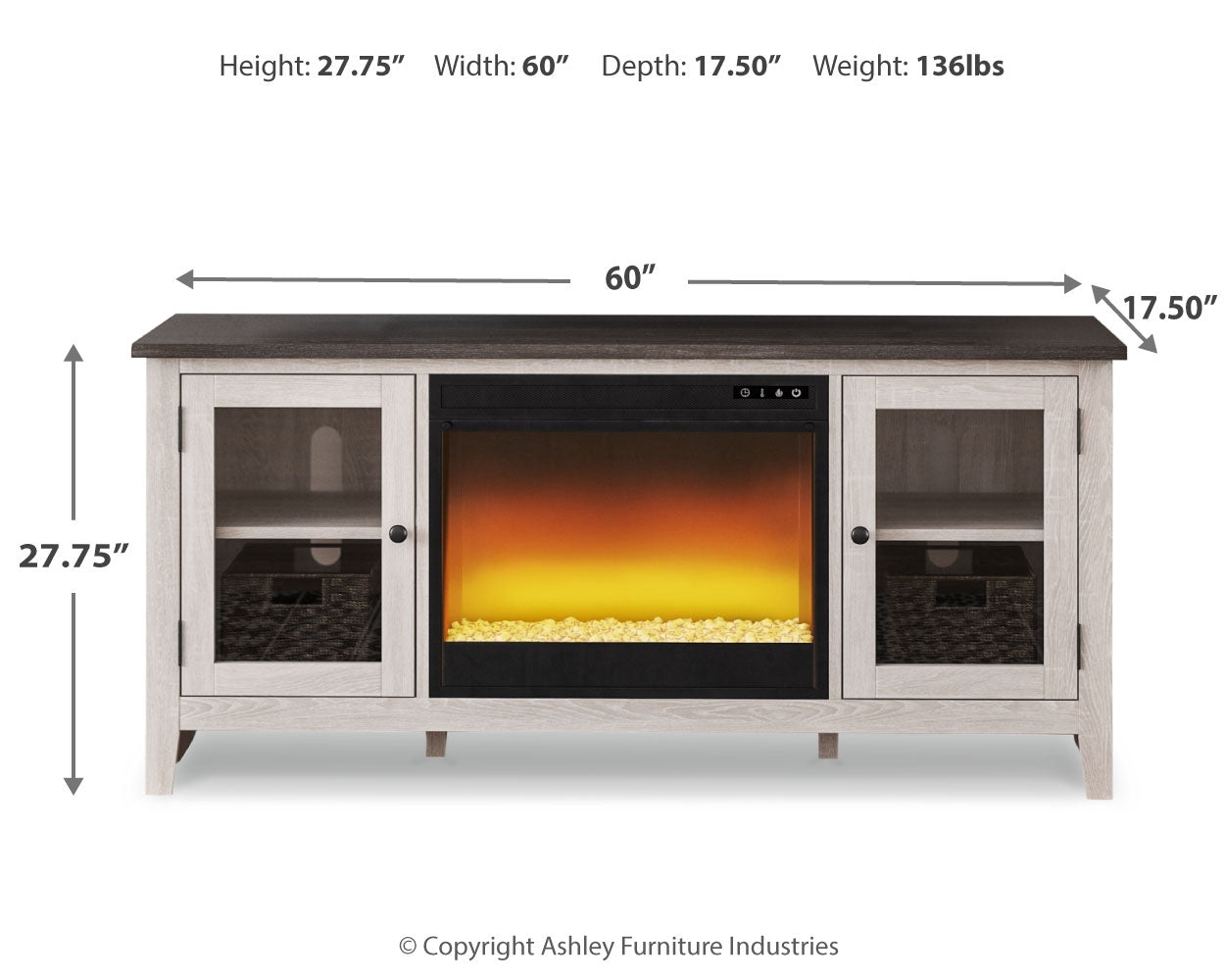 Dorrinson 60" TV Stand with Electric Fireplace - Tampa Furniture Outlet