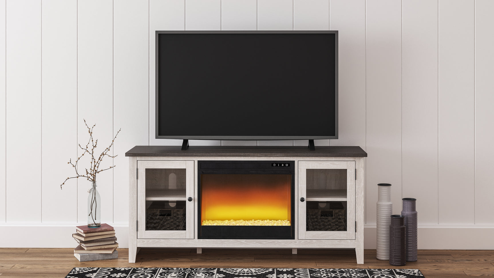 Dorrinson 60" TV Stand with Electric Fireplace - Tampa Furniture Outlet