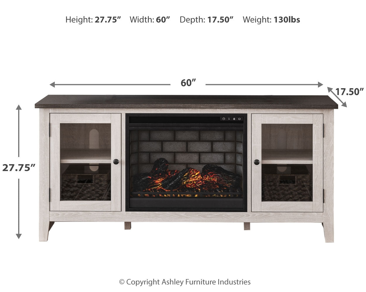 Dorrinson 60" TV Stand with Electric Fireplace - Tampa Furniture Outlet