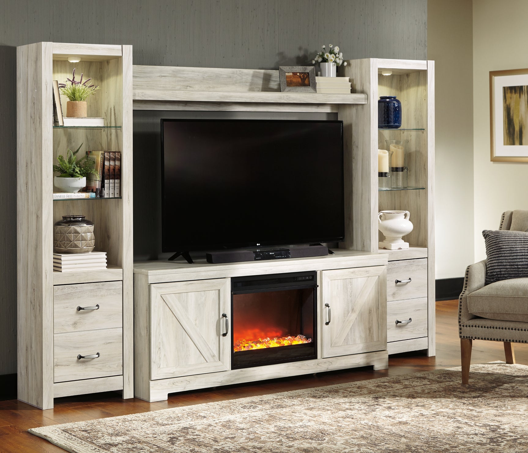 Bellaby 4-Piece Entertainment Center with Fireplace - Tampa Furniture Outlet