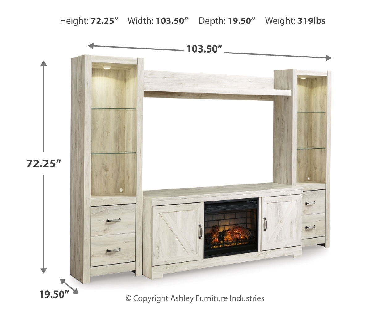 Bellaby 4-Piece Entertainment Center with Electric Fireplace - Tampa Furniture Outlet