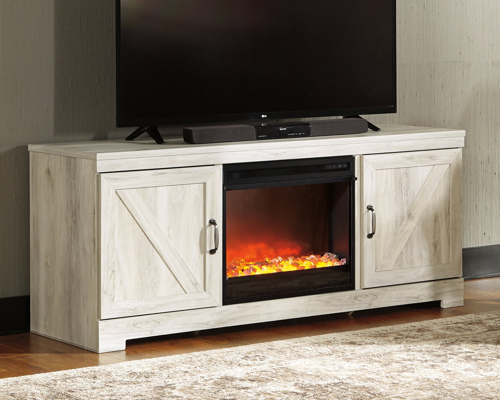 Bellaby 63" TV Stand with Fireplace - Tampa Furniture Outlet