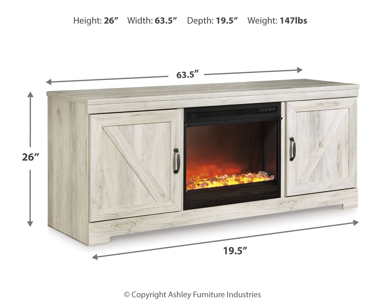 Bellaby 63" TV Stand with Fireplace - Tampa Furniture Outlet
