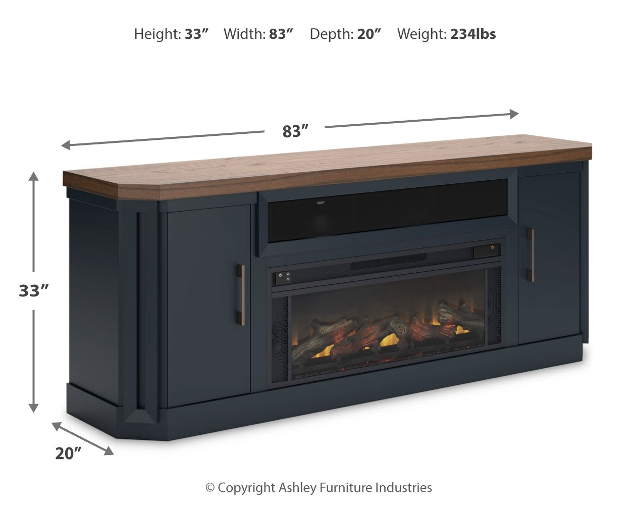 Landocken 83" TV Stand with Electric Fireplace - Tampa Furniture Outlet