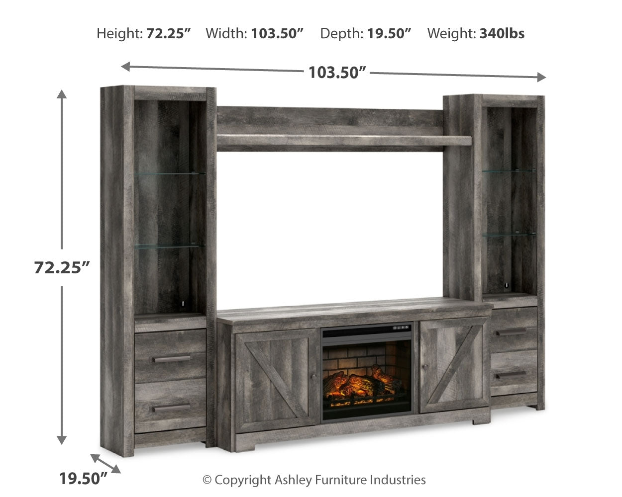 Wynnlow 4-Piece Entertainment Center with Electric Fireplace - Tampa Furniture Outlet