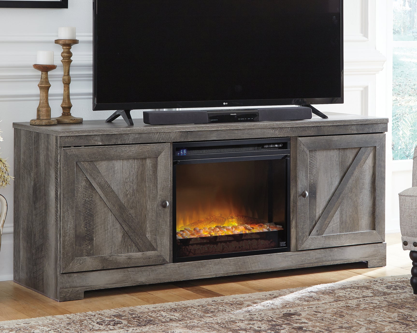 Wynnlow 63" TV Stand with Electric Fireplace - Tampa Furniture Outlet