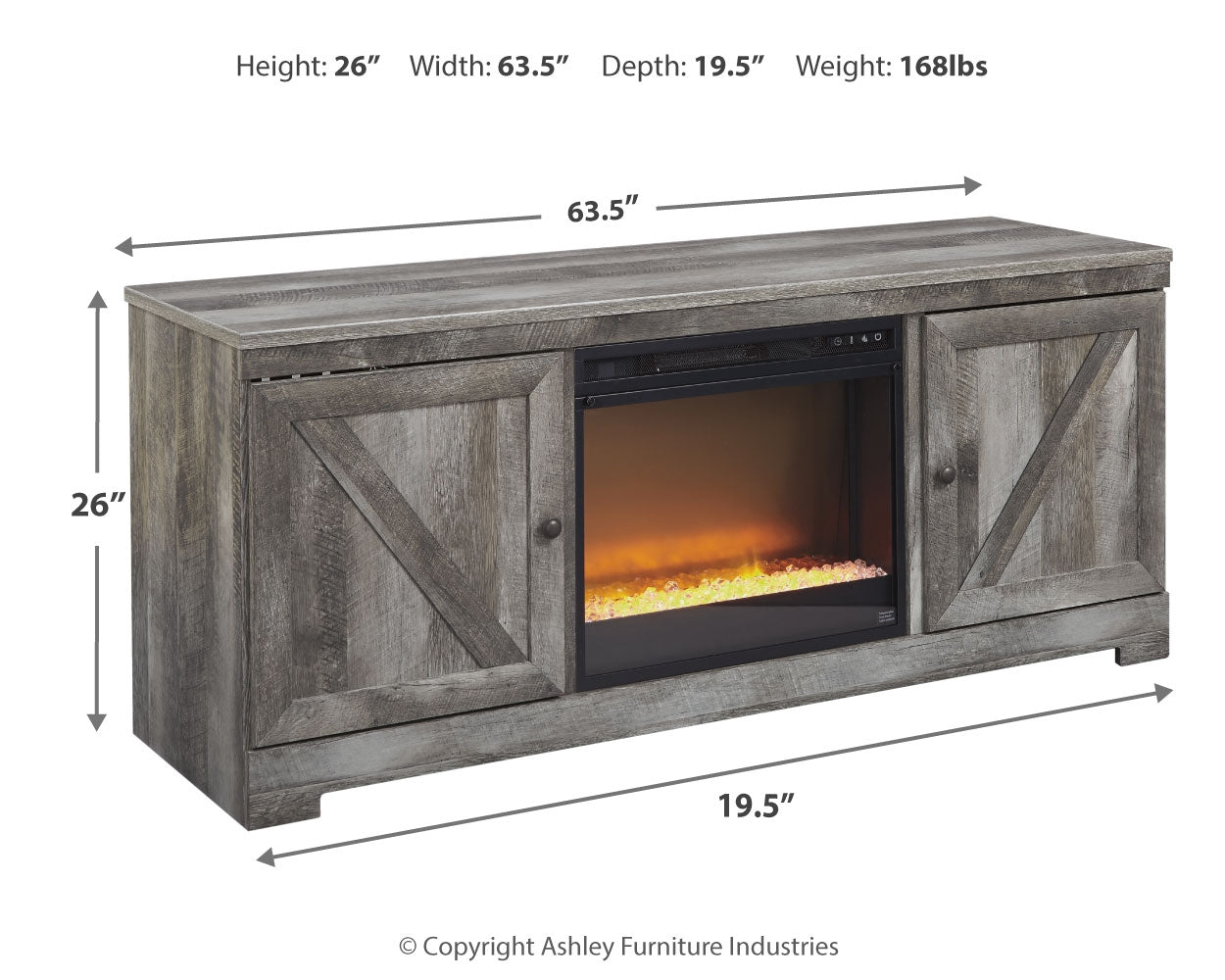 Wynnlow 63" TV Stand with Electric Fireplace - Tampa Furniture Outlet