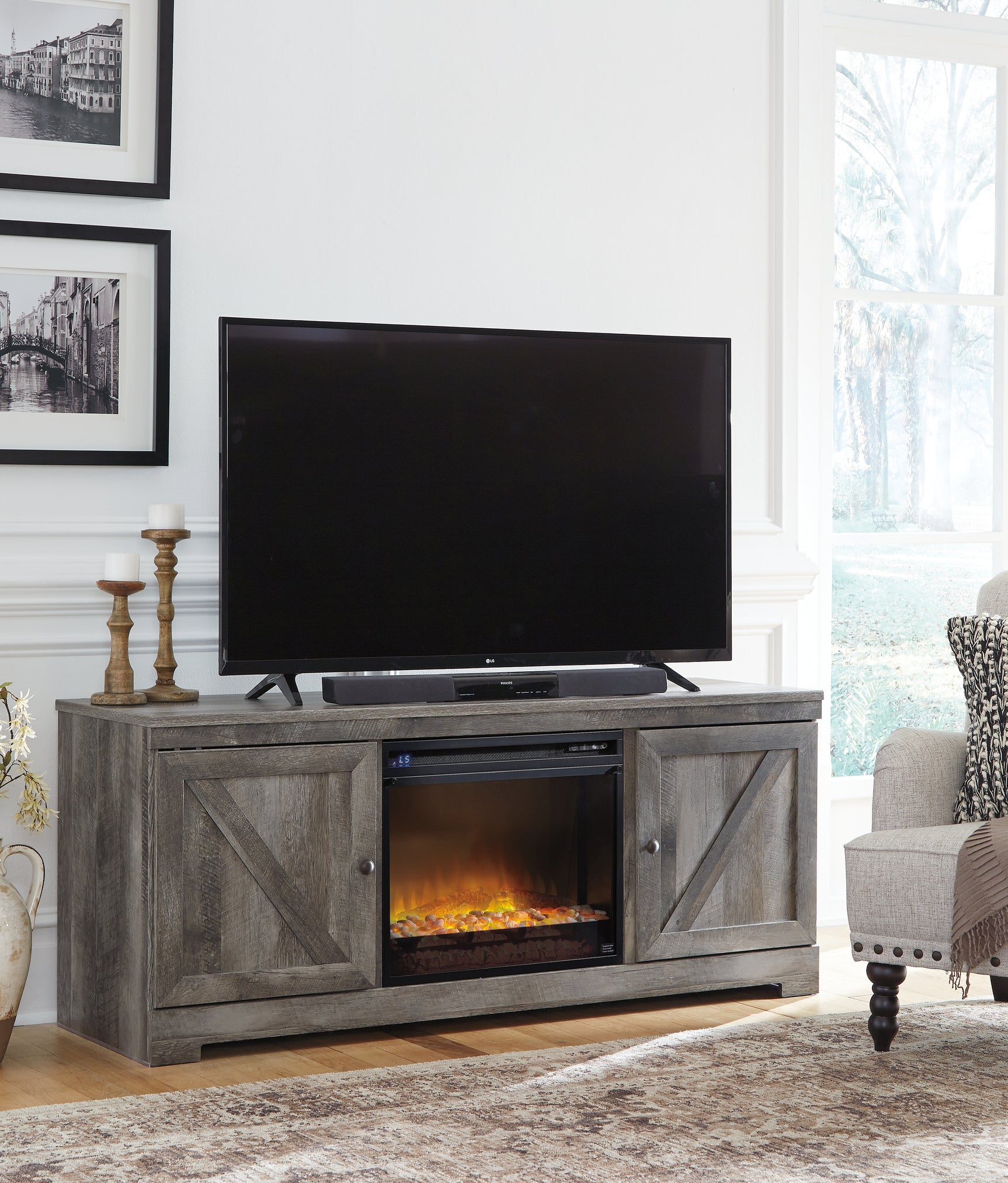 Wynnlow 63" TV Stand with Electric Fireplace - Tampa Furniture Outlet