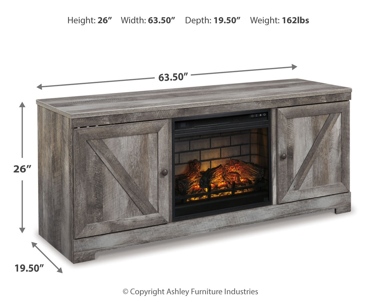 Wynnlow 63" TV Stand with Electric Fireplace - Tampa Furniture Outlet