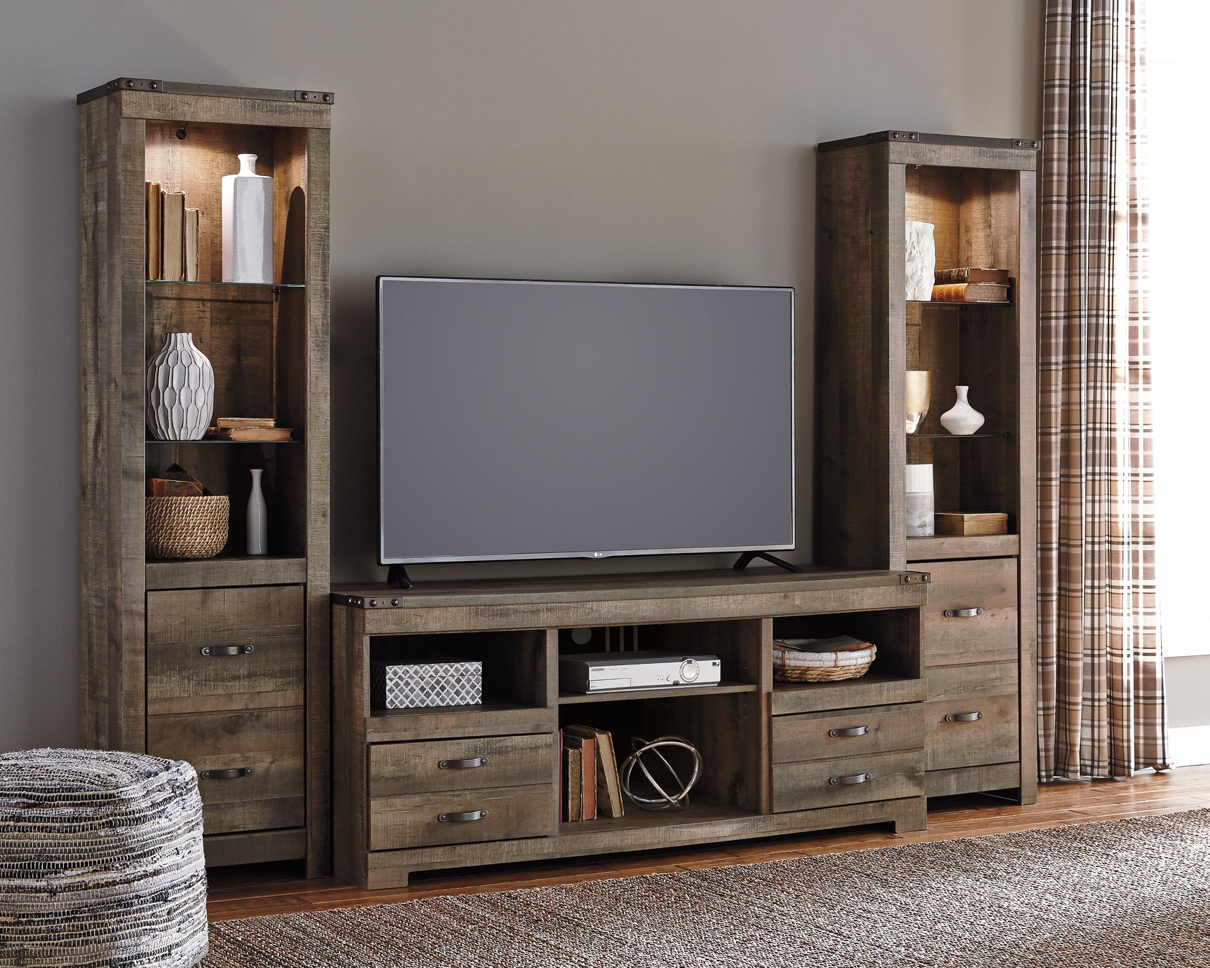 Tampa Furniture Outlet - Ashley Furniture - Trinell 3-Piece Entertainment Center - 3-Piece Entertainment Center / Brown - W446W18