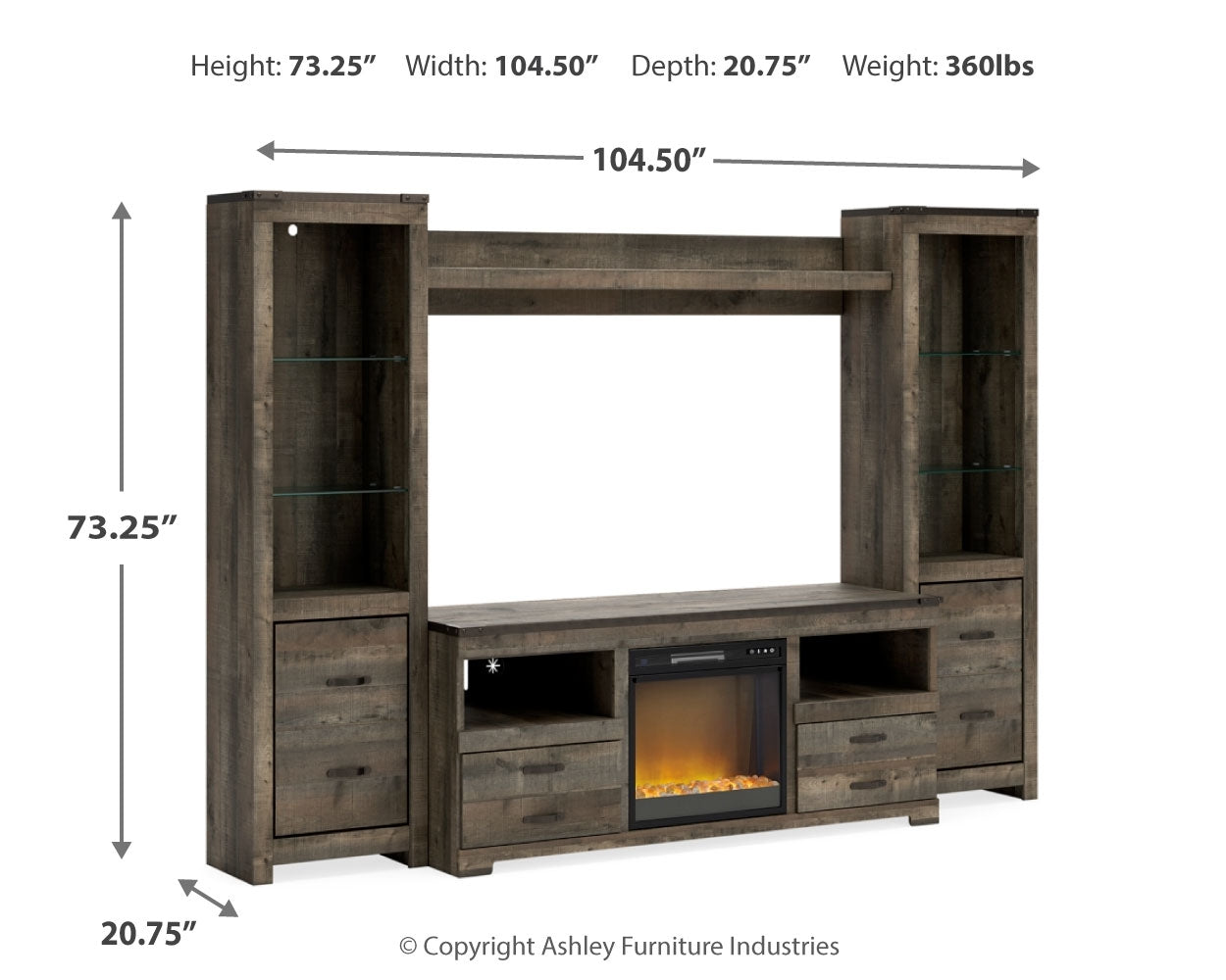 Trinell 4-Piece Entertainment Center with Electric Fireplace - Tampa Furniture Outlet