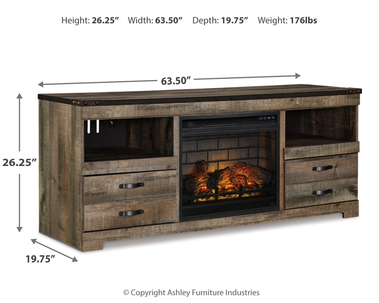Trinell 63" TV Stand with Electric Fireplace - Tampa Furniture Outlet