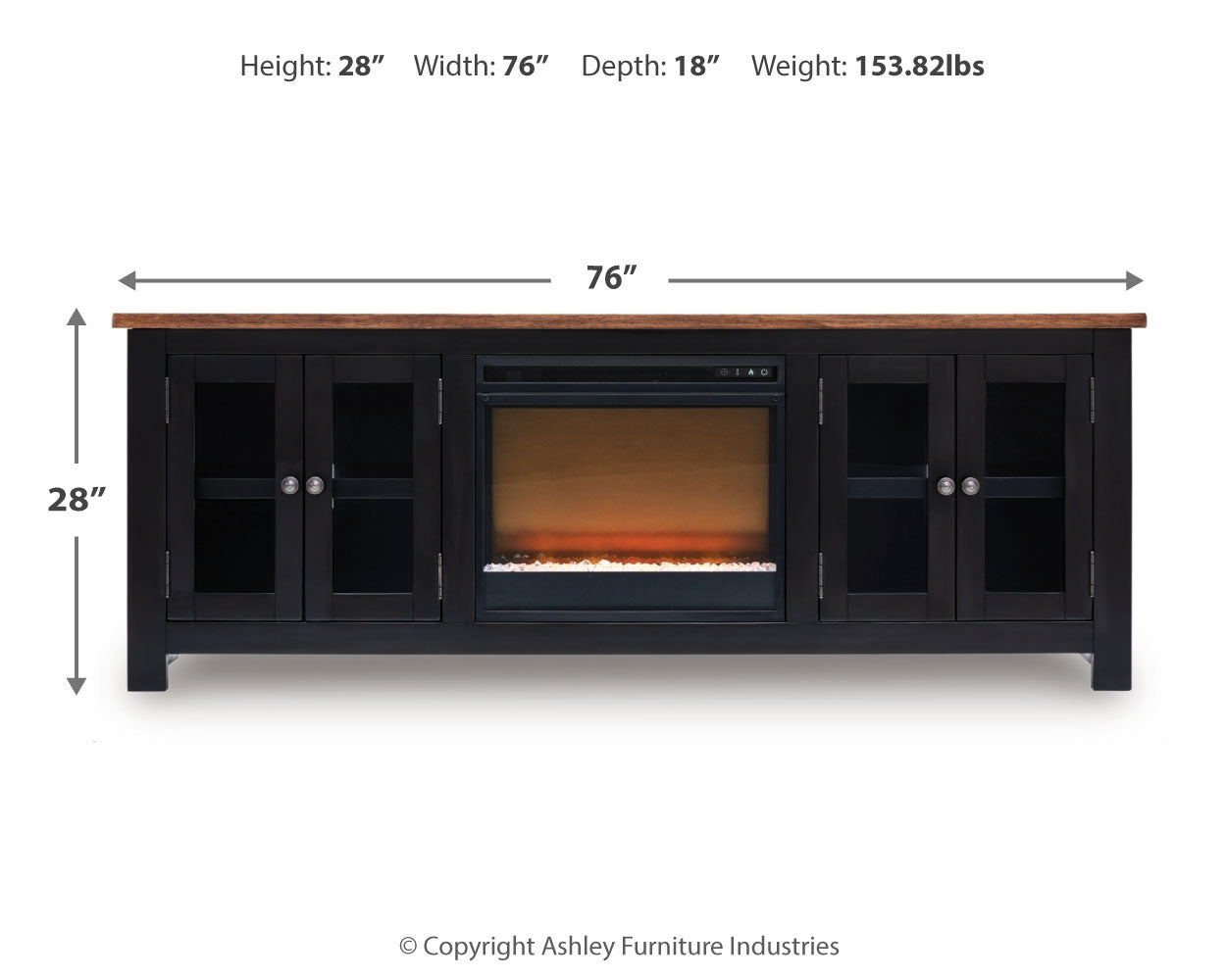 Wildenauer 76" TV Stand with Electric Fireplace - Tampa Furniture Outlet