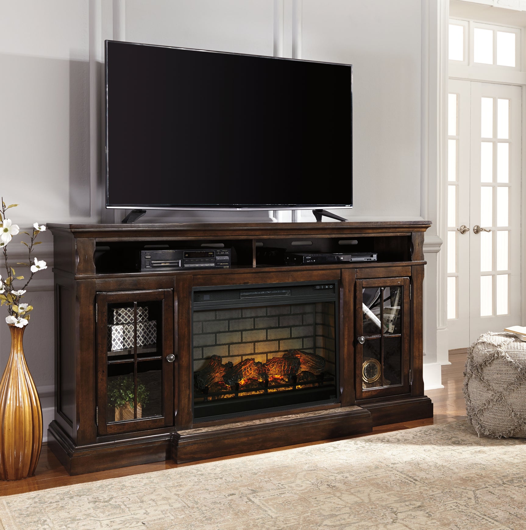 Roddinton 72" TV Stand with Electric Fireplace - Tampa Furniture Outlet
