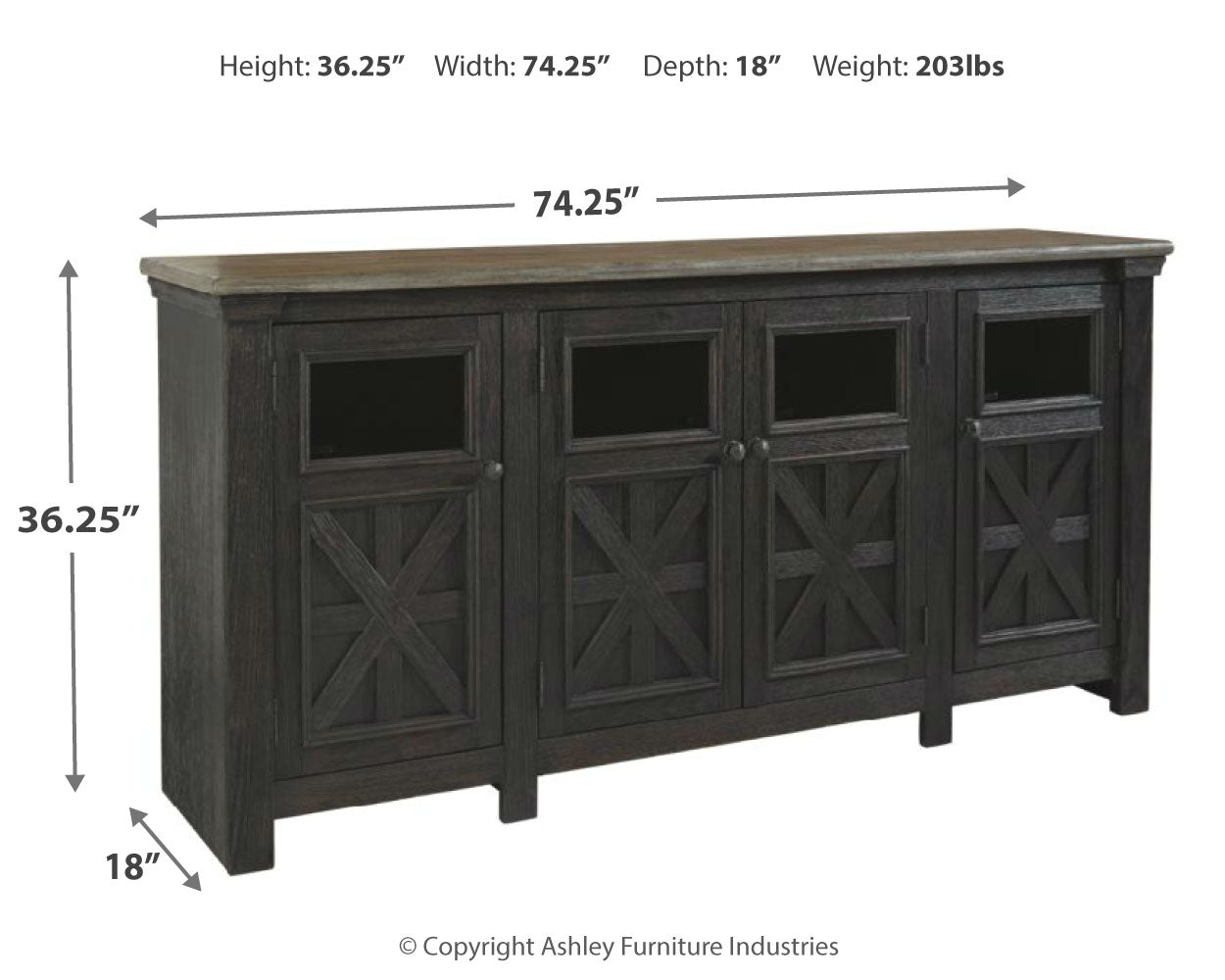 Tyler Creek 74" TV Stand - Tampa Furniture Outlet