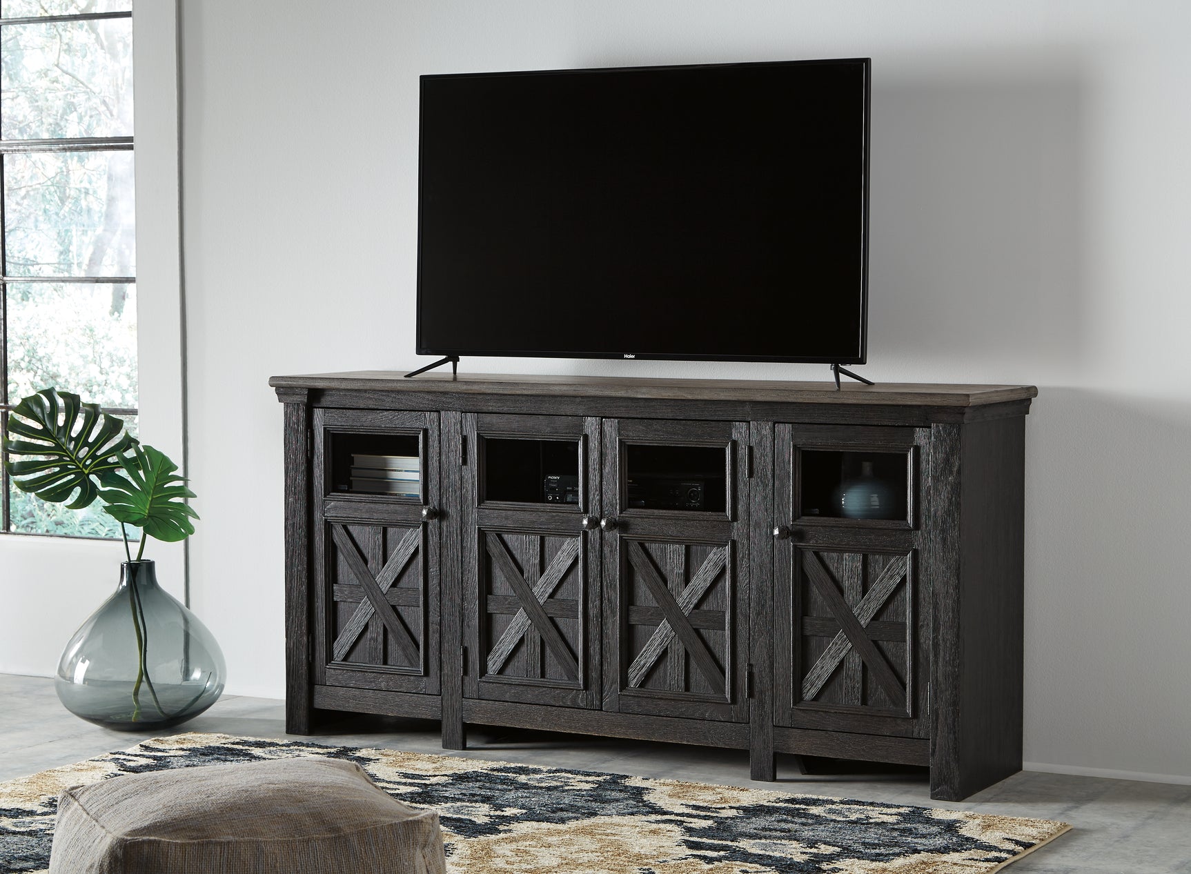 Tampa Furniture Outlet - Ashley Furniture - Tyler Creek 74" TV Stand - 74" / Black/Gray - W736-68
