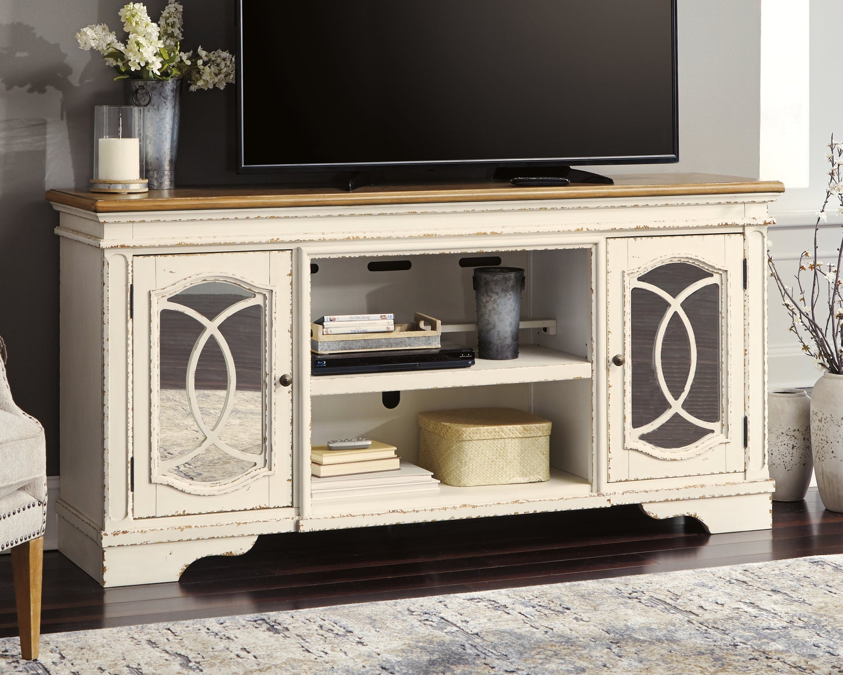 Realyn 74" TV Stand - Tampa Furniture Outlet
