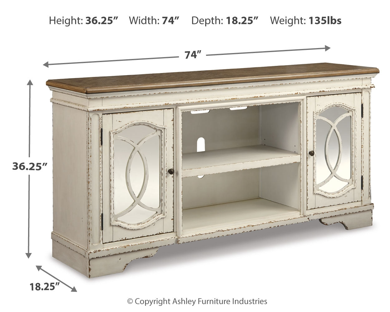 Realyn 74" TV Stand - Tampa Furniture Outlet