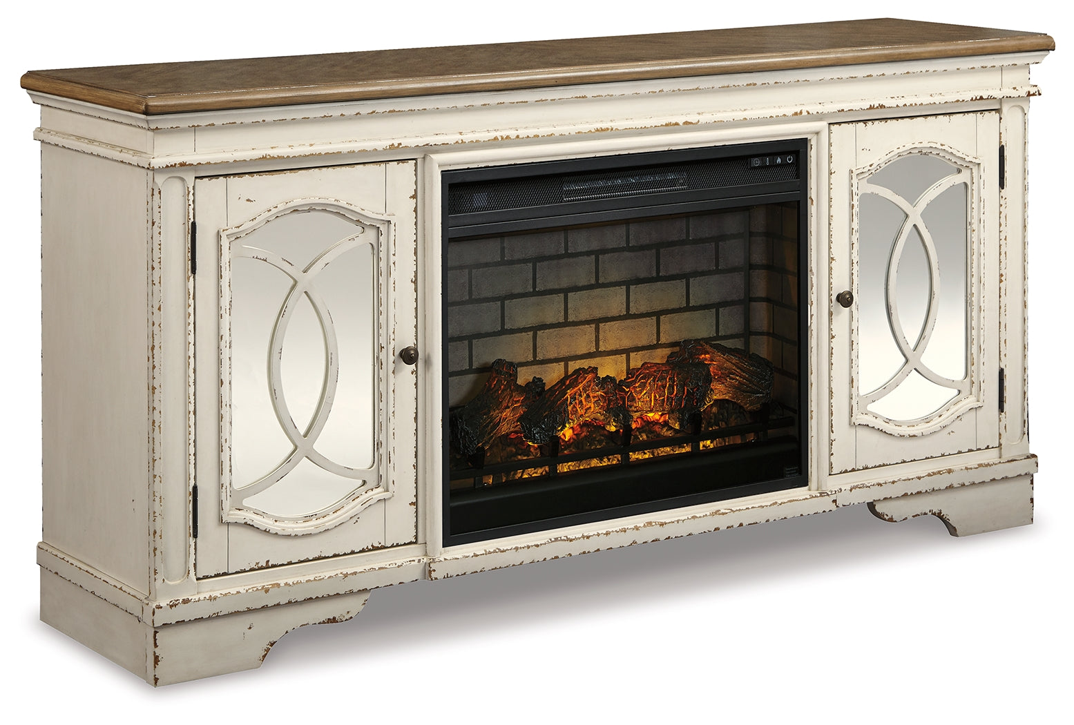 Realyn 74" TV Stand with Electric Fireplace - Tampa Furniture Outlet