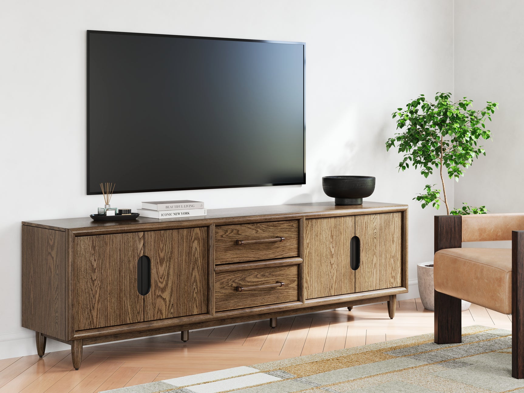 Tampa Furniture Outlet - Ashley Furniture - Roanhowe 85" TV Stand - 85" / Brown - W769-68