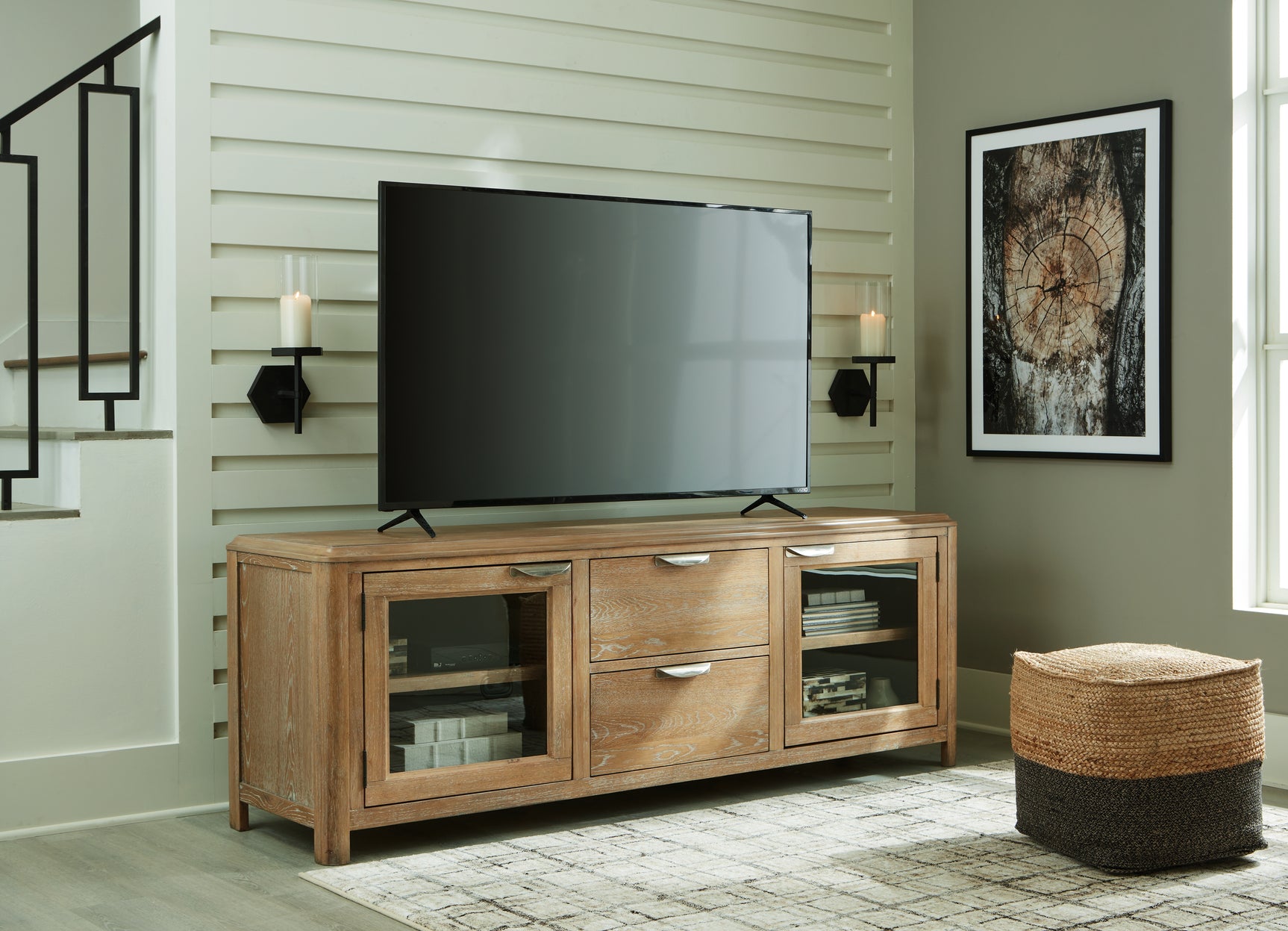 Tampa Furniture Outlet - Ashley Furniture - Rencott 80" TV Stand - 80" / Light Brown - W781-68