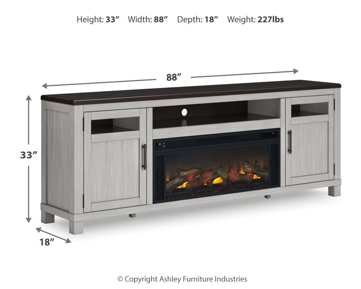 Darborn 88" TV Stand with Electric Fireplace - Tampa Furniture Outlet