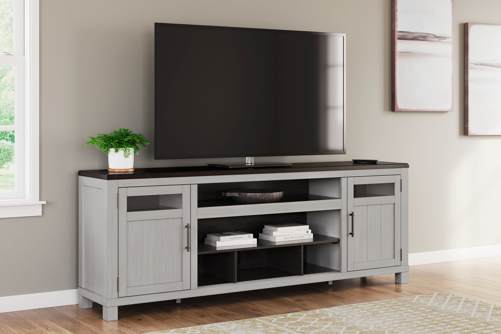 Tampa Furniture Outlet - Ashley Furniture - Darborn 88" TV Stand - 88" / Gray/Brown - W796-68