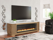 Tampa Furniture Outlet - Ashley Furniture - Camdill 80" TV Stand with Electric Fireplace - 80" TV Stand with Electric Fireplace / Light Brown - W808W1