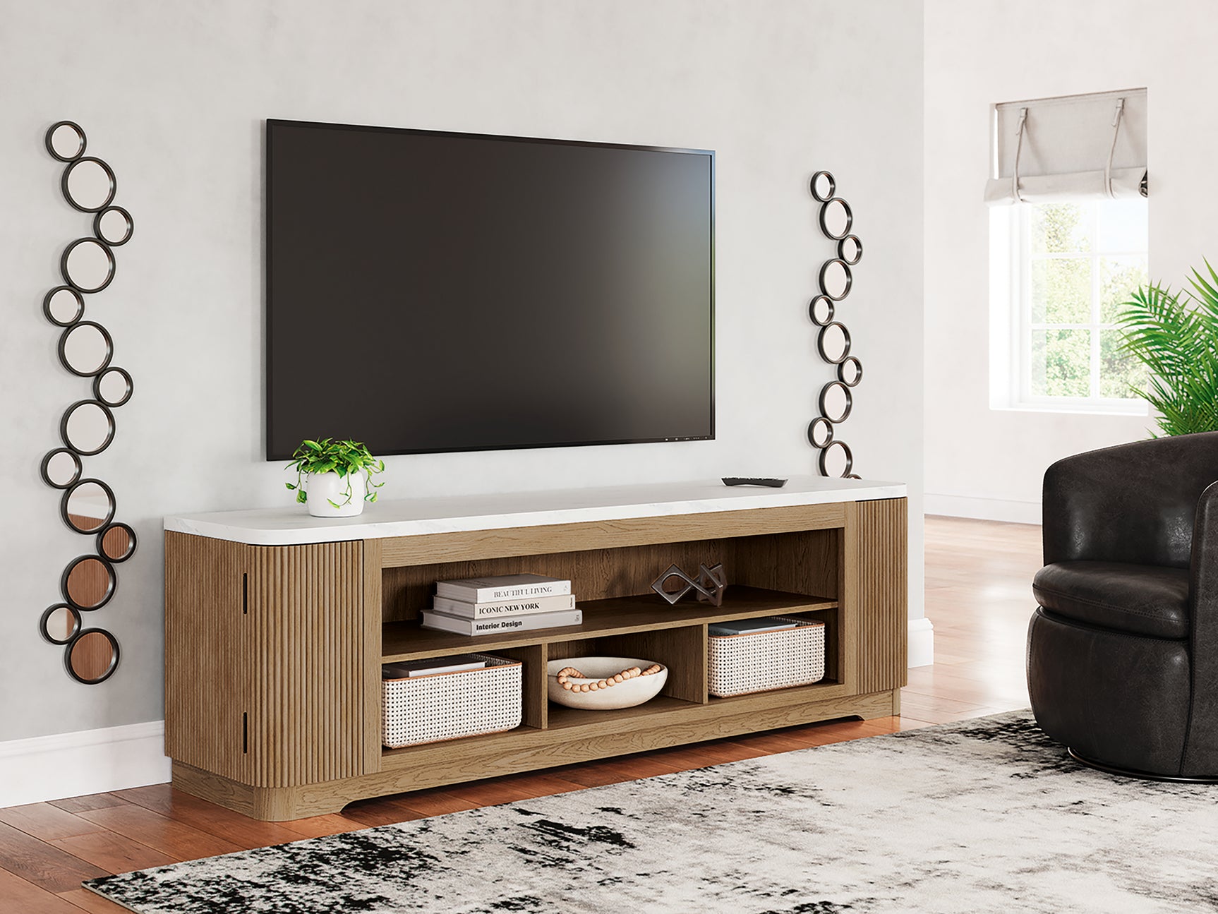 Tampa Furniture Outlet - Ashley Furniture - Camdill 80" TV Stand - 80" / Light Brown - W808-68