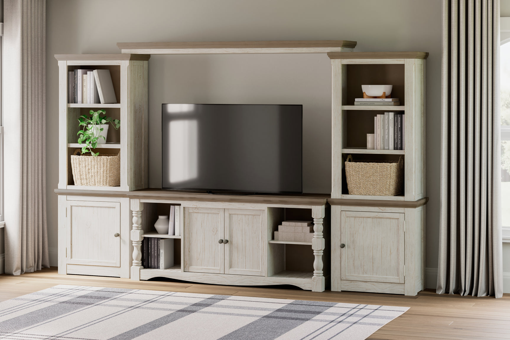 Tampa Furniture Outlet - Ashley Furniture - Havalance Entertainment Center - Bridge / Two-tone - W814-35