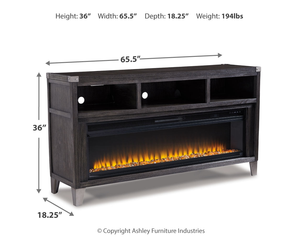Todoe 65" TV Stand with Electric Fireplace - Tampa Furniture Outlet