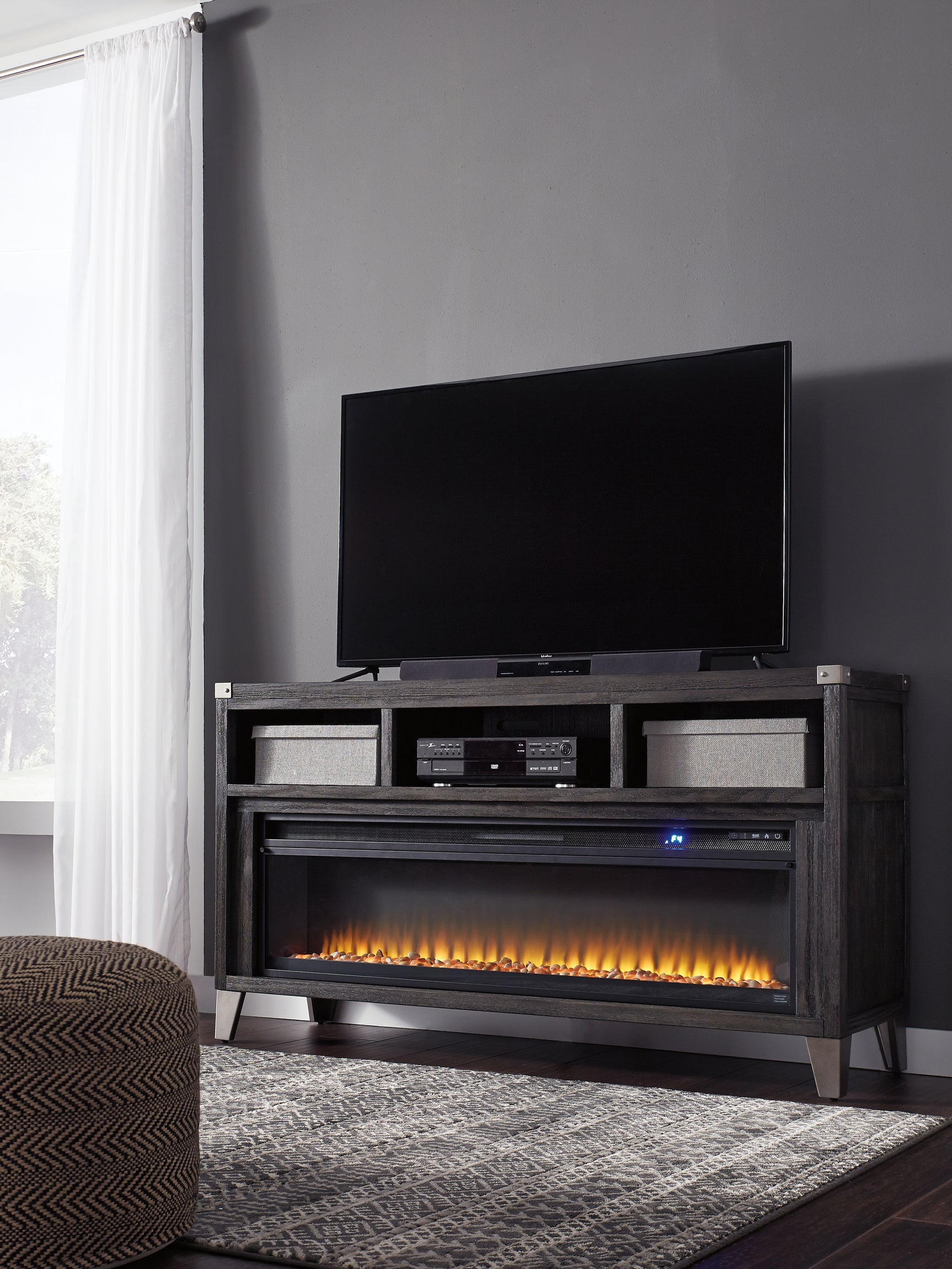 Todoe 65" TV Stand with Electric Fireplace - Tampa Furniture Outlet