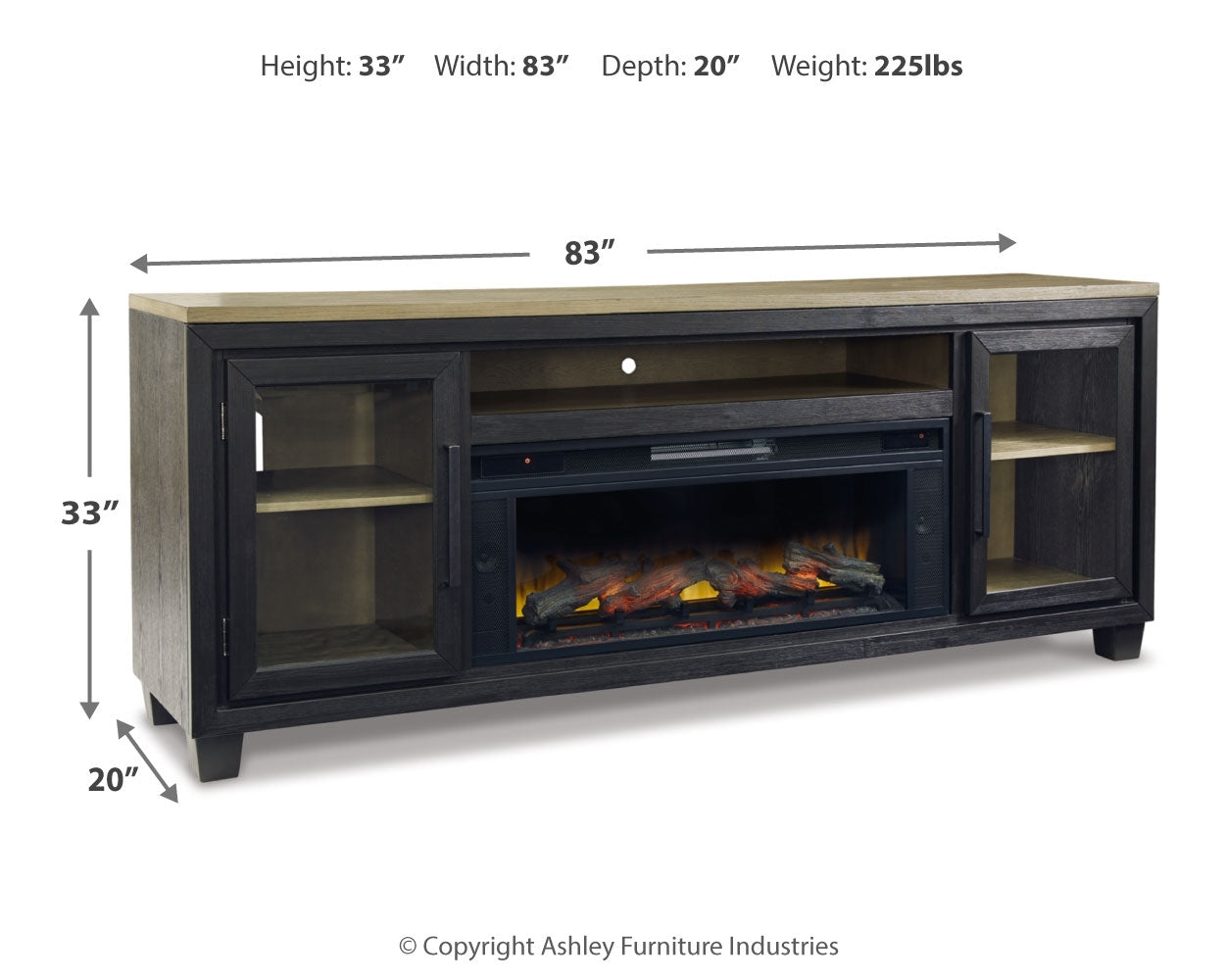 Foyland 83" TV Stand with Electric Fireplace - Tampa Furniture Outlet