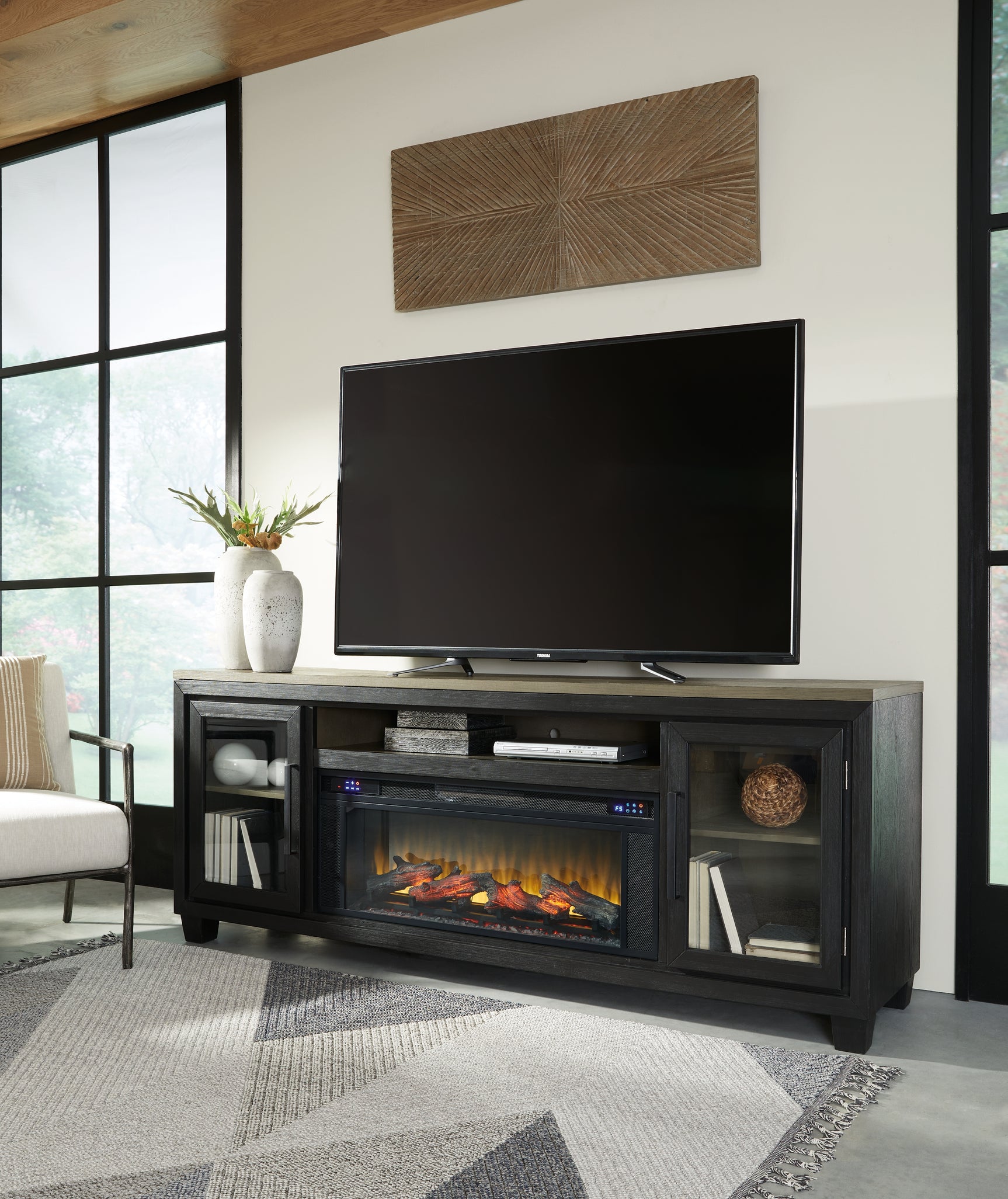 Foyland 83" TV Stand with Electric Fireplace - Tampa Furniture Outlet